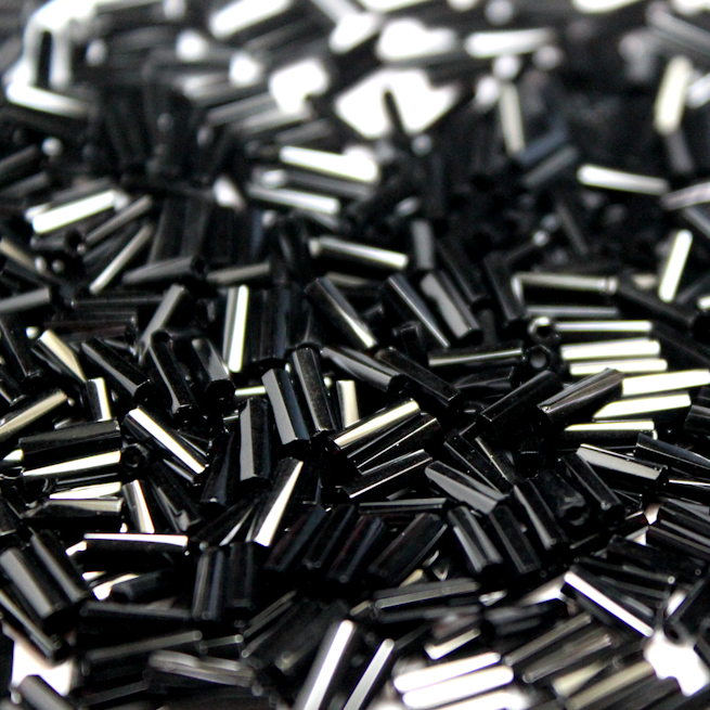 Opaque Black Bugles ~ 6mm STRAIGHT 401