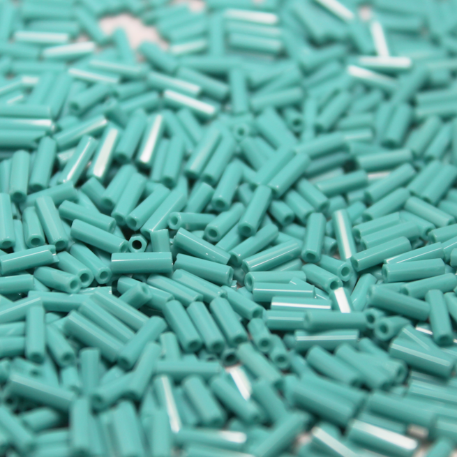 Opaque Turquoise Green Bugles ~ 6mm STRAIGHT 412J