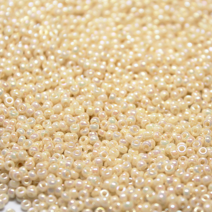 Opaque Eggshell AB ~ 11/0 JSB 421D Japanese Seed Beads