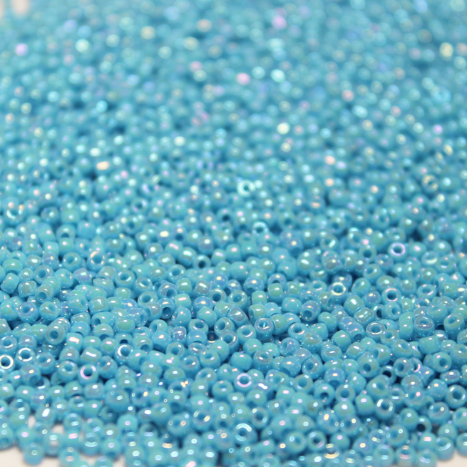 Opaque Bright Turquoise Blue AB ~ 11/0 JSB 430Q Japanese seed beads