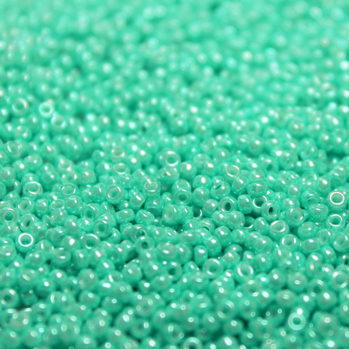 Opaque Dyed Green Aqua Luster ~ 11/0 JSB 431D Japanese seed beads