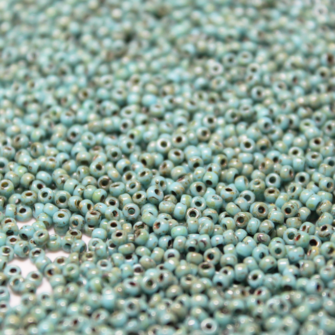 Picasso Opaque Turquoise Green ~ 11/0 JSB 4514 Japanese Seed Beads