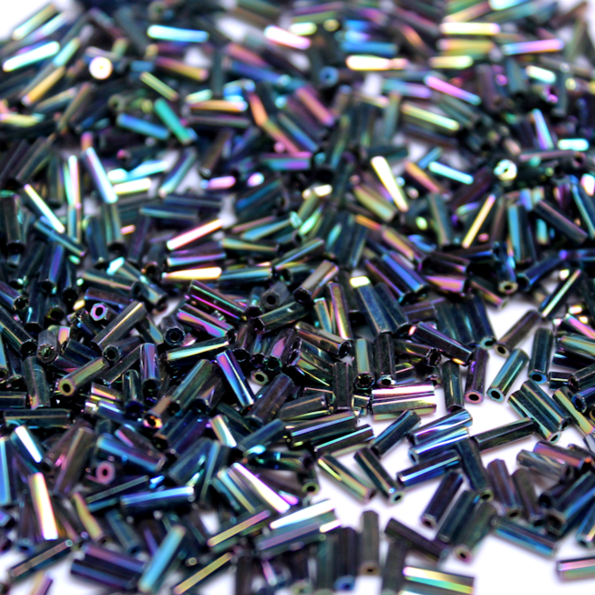 Metallic Variegated Blue Iris Bugles ~ 6mm STRAIGHT 455