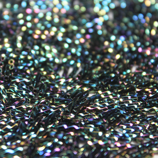 *CLOSEOUT CLEARANCE * Metallic Variegated Blue Iris Bugles ~ 6mm SPIRAL 455