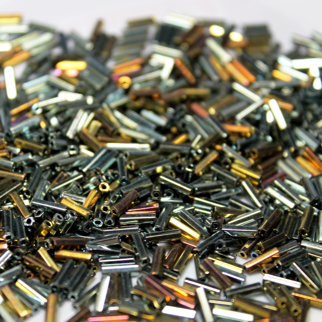 *CLOSEOUT CLEARANCE * Metallic Gold Iris Bugles ~ 6mm STRAIGHT 462
