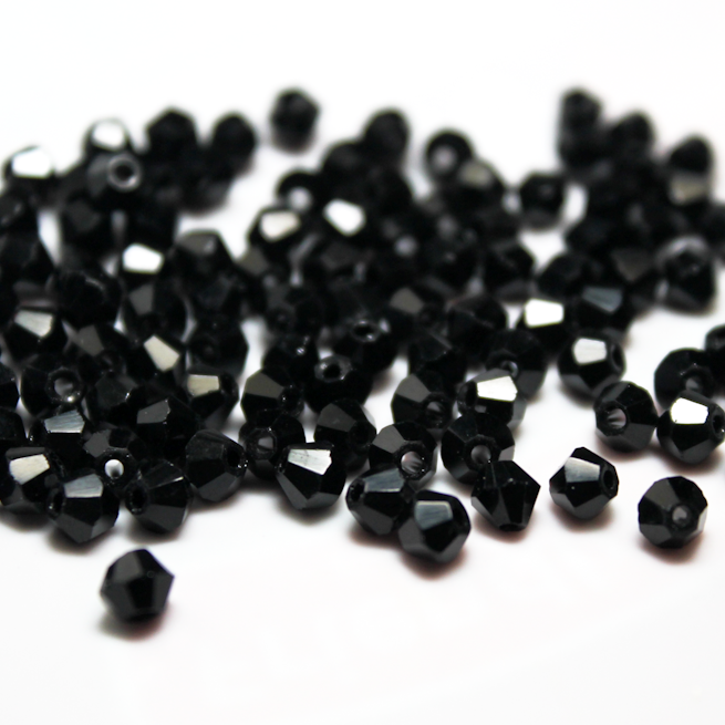 4mm Opaque Black Glass Bicone - 4B09