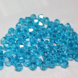 4mm Transparent Turquoise Blue AB Glass Bicone - 4B10