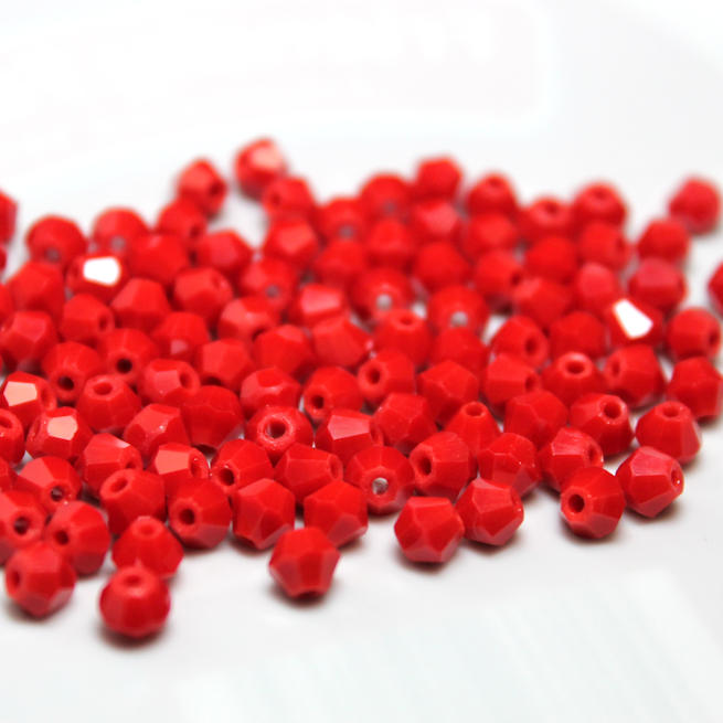 3mm Opaque Red Glass Bicone - 3B04