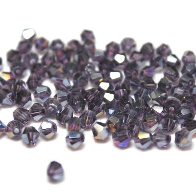 3mm Transparent Light Amethyst AB Glass Bicone - 3B14