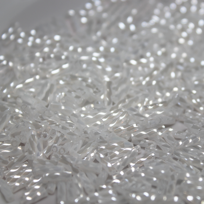 Ceylon White Pearl Luster Bugles ~ 6mm SPIRAL 511