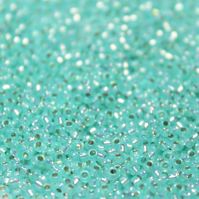 Gilt Lined Dyed Mint Alabaster ~ 11/0 JSB 571 Japanese Seed Beads