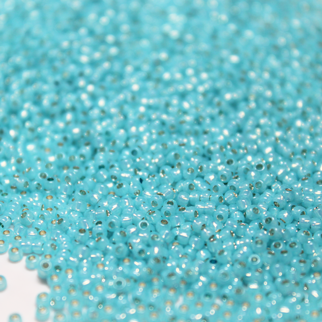 Silver Lined Dyed Aqua Alabaster ~ 11/0 JSB 587A Japanese Seed Beads