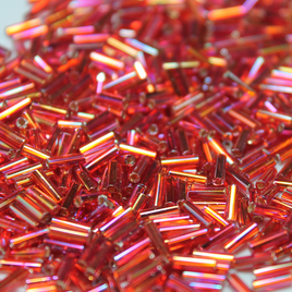 6mm Straight Bugles - Silver Lined Red AB - 638