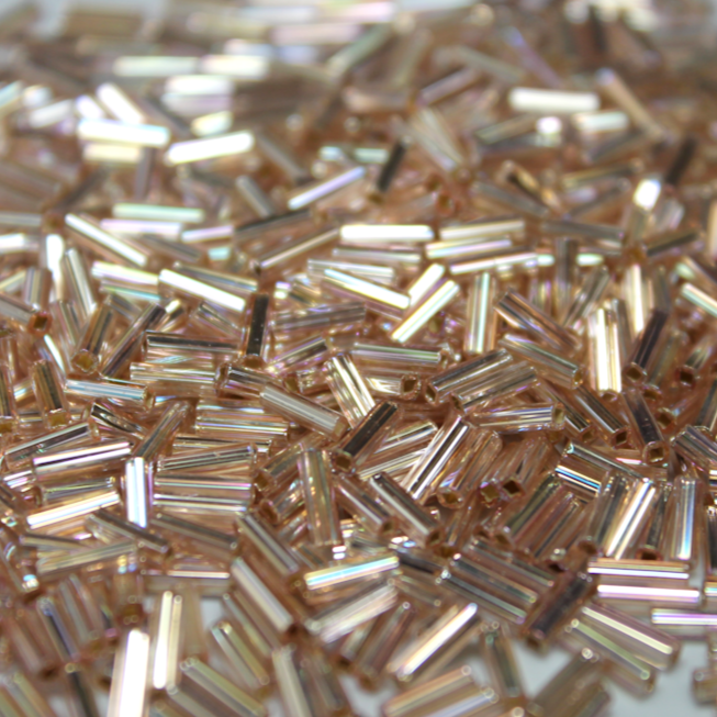 Silver Lined Rosaline Bugles ~ 6mm STRAIGHT 640A