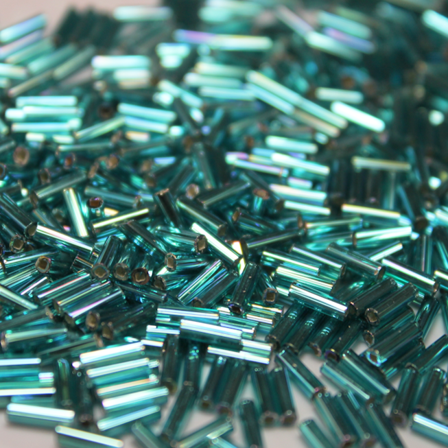 Silver Lined Aqua Bugles ~ 6mm STRAIGHT 643