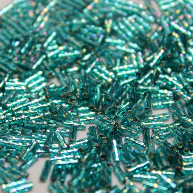 Silver Lined Aqua AB Bugles ~ 6mm SPIRAL 643