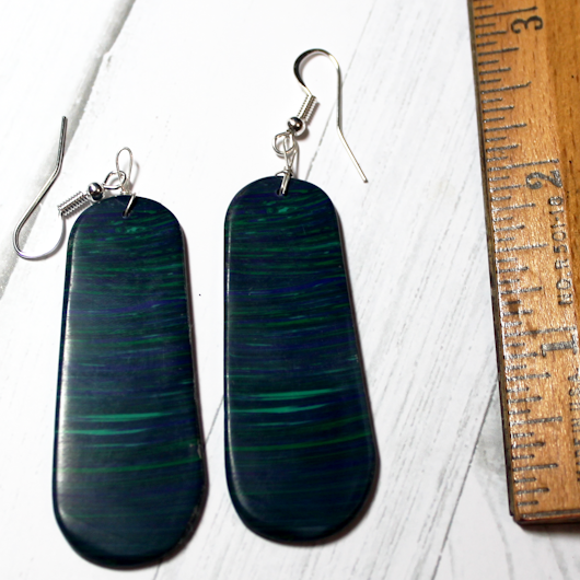 Synthetic Azurite Malachite Slab Earrings - SD26