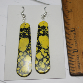 Synthetic Powwow Yellow Slab Earrings - A49