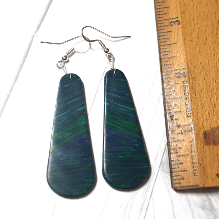 Synthetic Azurite Malachite Slab Earrings - SD23