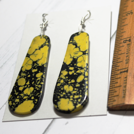 Synthetic Powwow Yellow Slab Earrings - SD21