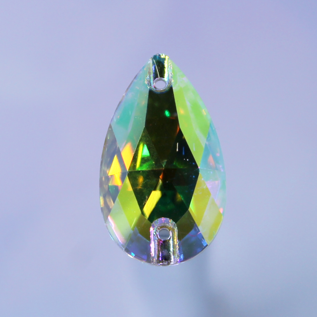17x28mm (1 pr) Clear Glass Teardrop AB Rhinestone - C134