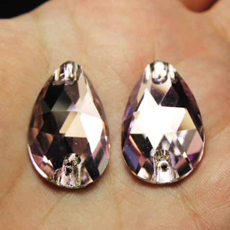17x28mm (1 pr) Violet Glass Teardrop Rhinestone - C153