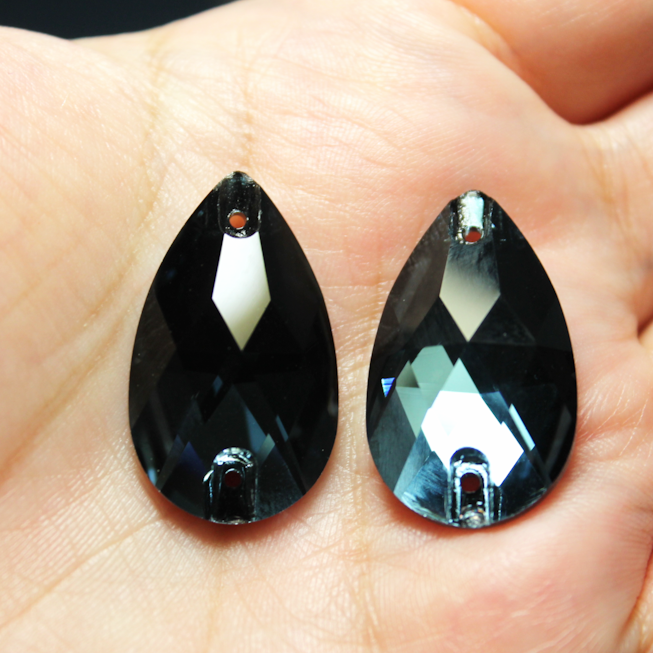 17x28mm (1 pr) Montana Blue Glass Teardrop Rhinestone - C157