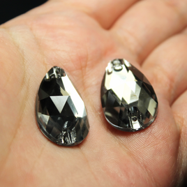 17x28mm (1 pr) Black Diamond Glass Teardrop Rhinestone - C161