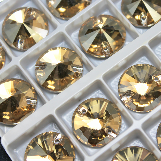 18mm (1 pr) Golden Shadow Glass Rivoli Rhinestone - C172
