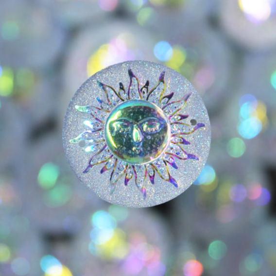 Clear AB Round Sun sew on Gems - S151