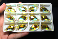 17x28mm  (1 pr) SuperShine Light Topaz Glass AB Teardrop Rhinestones  - C219
