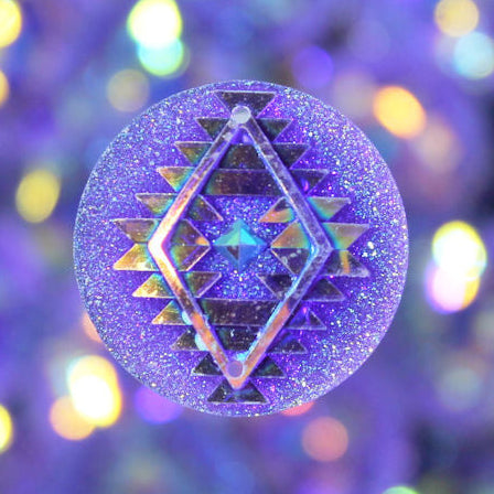 Purple AB Round Geometric Tribal sew on Gems - S212