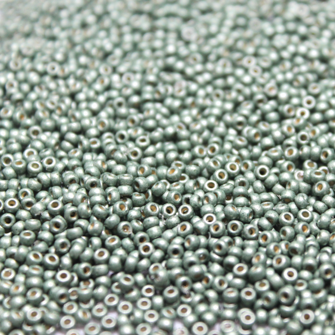 Duracoat Galv. Matte Metallic Sage Green ~ 11/0 JSB DF4215 Japanese seed beads