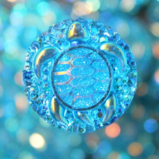Turquoise AB Round Turtle sew on Gems - S165