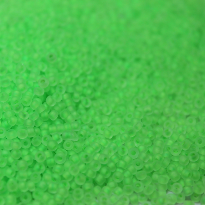Frosted Neon Lime Slime ~ 15/0 JSB F206B Japanese seed beads