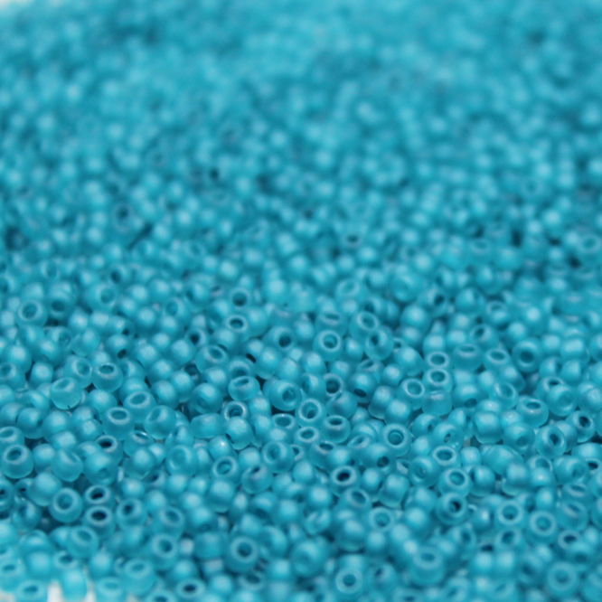 Matte Color Lined Aqua Blue ~ 11/0 JSB F219 Japanese seed beads