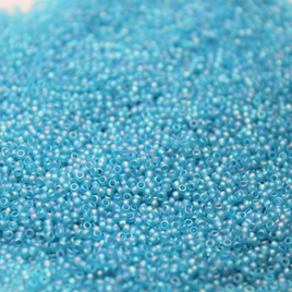 Frosted Transparent Aqua Blue AB ~ 15/0 JSB F260