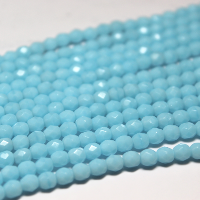 6mm Czech Fire Polished Round Opaque Turquoise Blue - F609