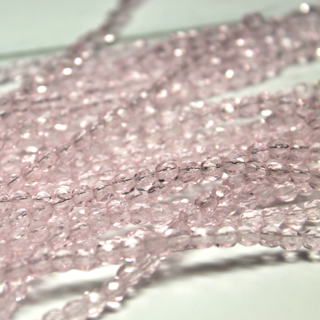 6mm Czech Fire Polished Round Transparent Pink - F610