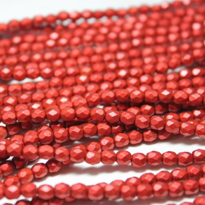 6mm Czech Shield Fire Polished Round Chalk Lava Red - F646