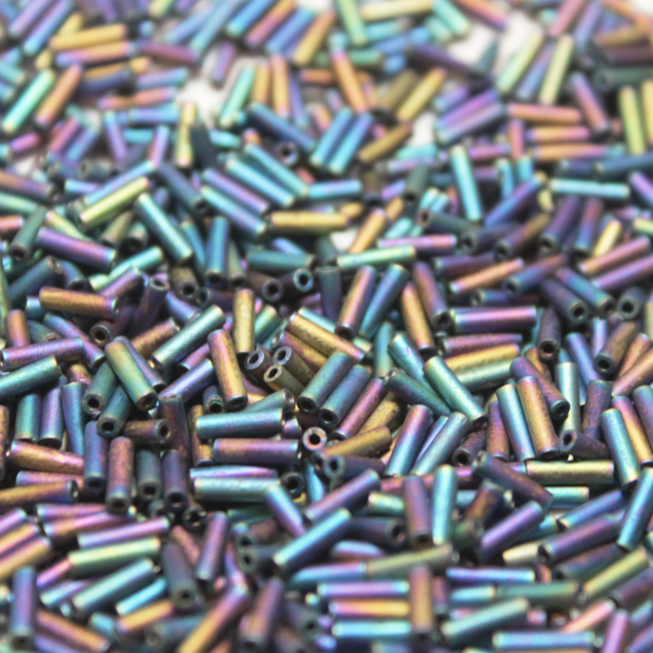 *CLOSEOUT CLEARANCE * Matte Metallic Blue Iris Bugles ~ 6mm STRAIGHT F455C