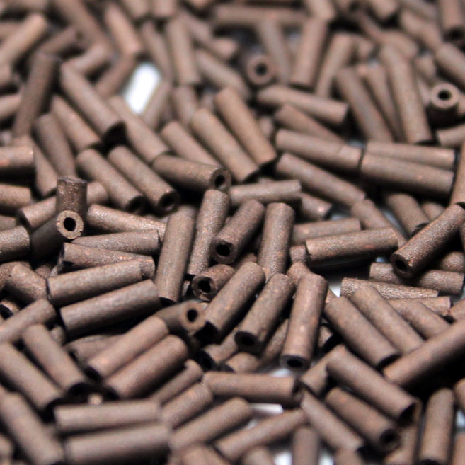 Matte Metallic Chocolate Brown Bugles ~ 6mm STRAIGHT F457B