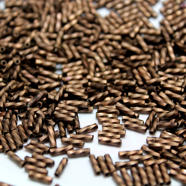 *CLOSEOUT CLEARANCE * Matte Metallic Chocolate Brown Bugles ~ 6mm SPIRAL F457B