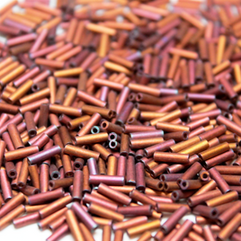 6mm Straight Bugles  - Frosted Red Copper AB - F462N