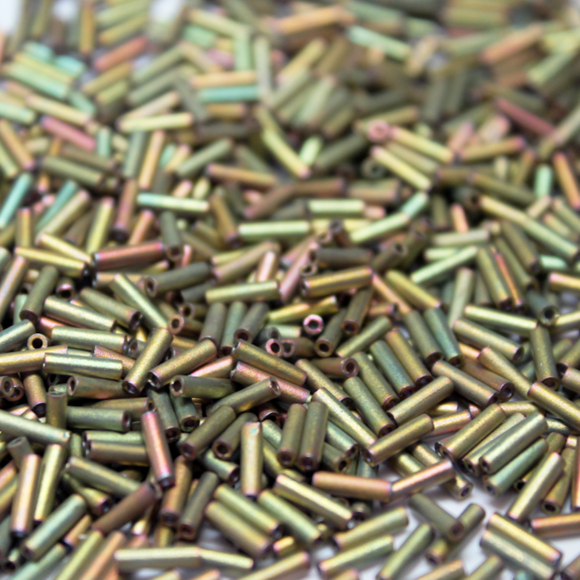 *CLOSEOUT CLEARANCE * Matte Metallic Khaki Iris Bugles ~ 6mm STRAIGHT F463K
