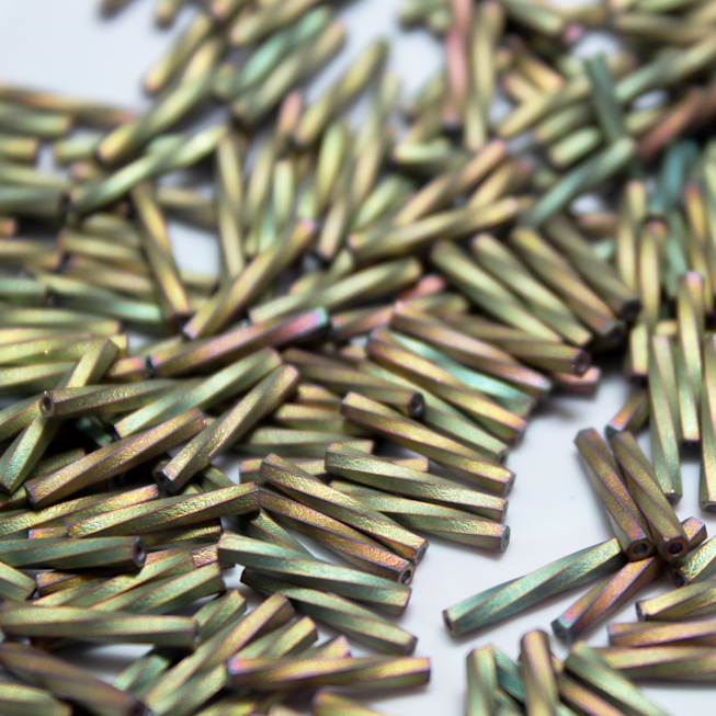 *CLOSEOUT CLEARANCE * Matte Metallic Khaki Iris Bugles ~ 12mm TWIST F463K