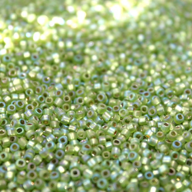 Frosted Silver Lined Olivine AB ~ 11/0 JSB F643A Japanese seed beads