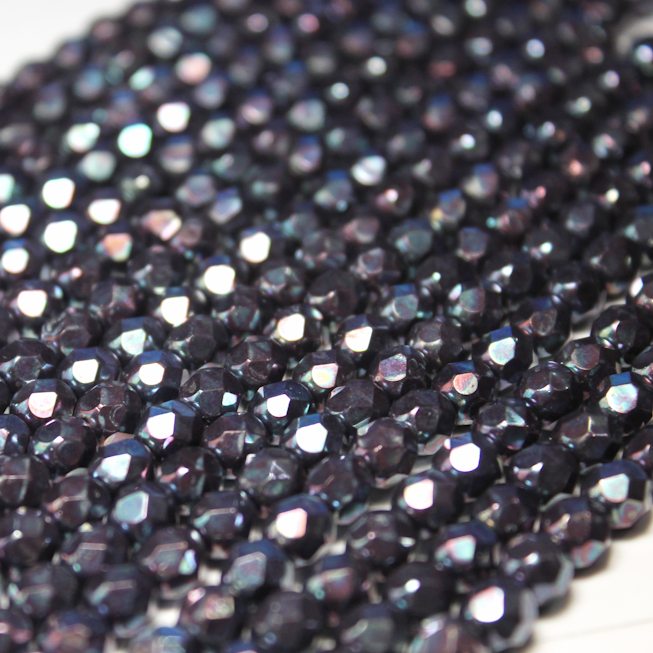 6mm Czech Fire Polished Round Violet Nebula - F649