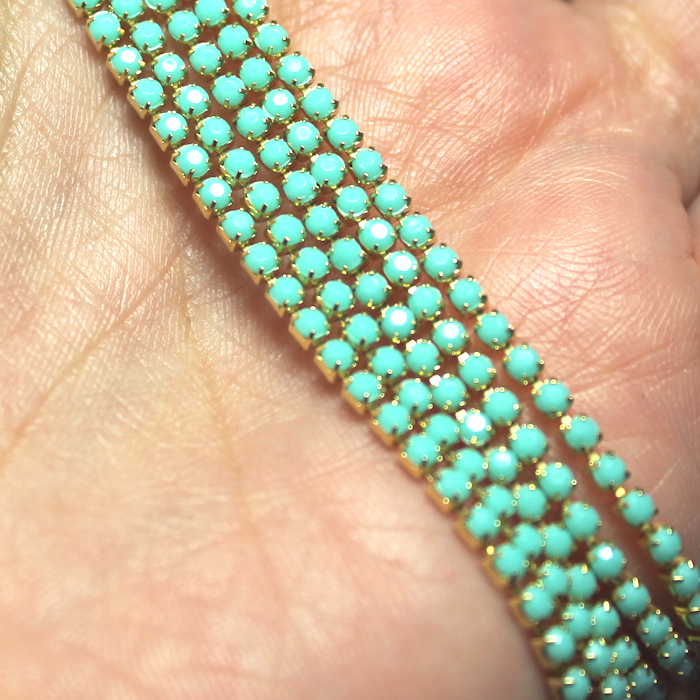 5 yards SS6 Gold Turquoise metal banding - MB6D