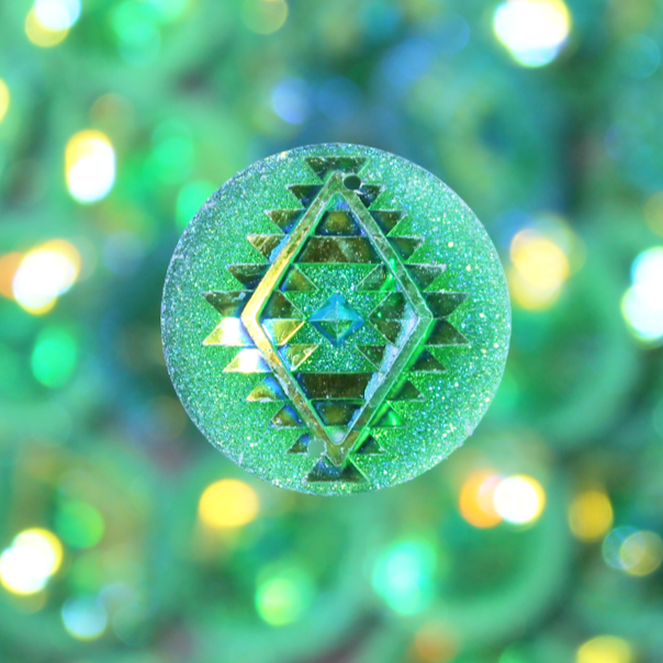 Green AB Round Geometric Tribal sew on Gems - S204